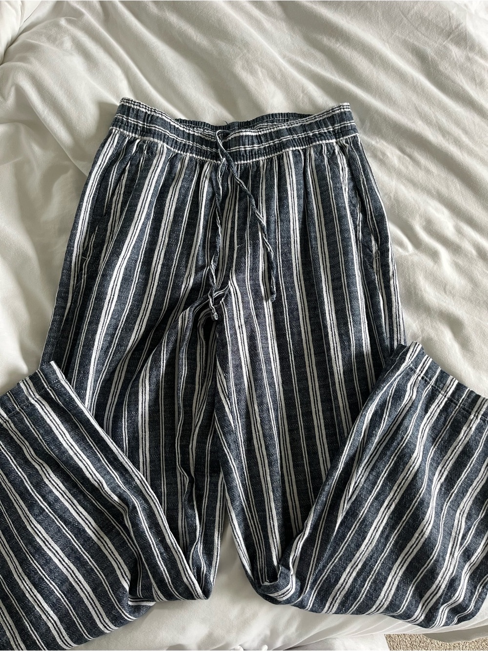 Old Navy Navy and White Striped Drawstring Pants